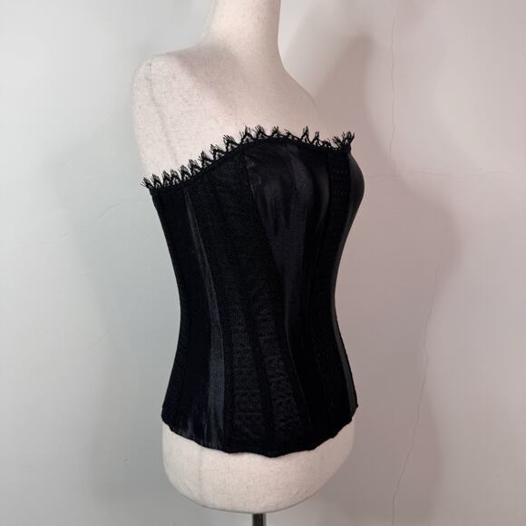 NWT La Perla Satin Corset Black Lace Panel Size IT 3 Goth Vampy Bustier - Picture 8 of 11